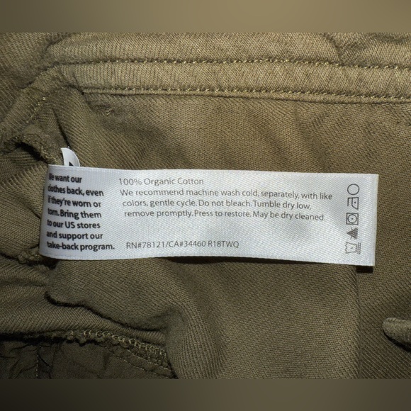 Eileen Fisher $159 Organic Cotton Cropped Twill Pants 10 Army Olive Green - Picture 2 of 9